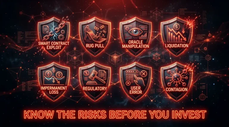DeFi risks explained smart contract rug pull oracle liquidation phishing 2026