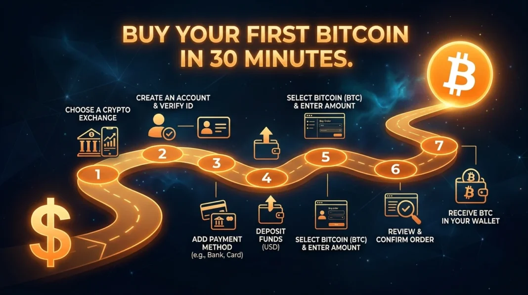 How to Buy Bitcoin for the First Time: Step-by-Step Guide (2026) How to buy Bitcoin first time step by step guide 2026 beginner 30 minutes