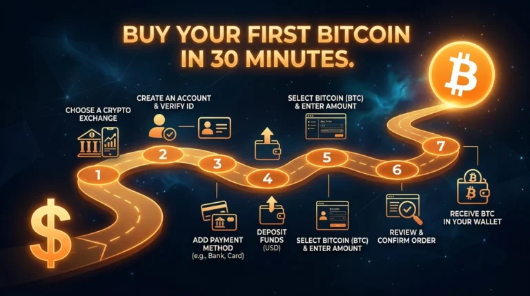 How to buy Bitcoin first time step by step guide 2026 beginner 30 minutes