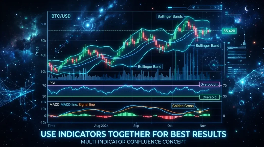 How to Read RSI, MACD, and Key Crypto Indicators: Complete Guide (2026) RSI MACD Bollinger Bands crypto indicators guide 2026 confluence