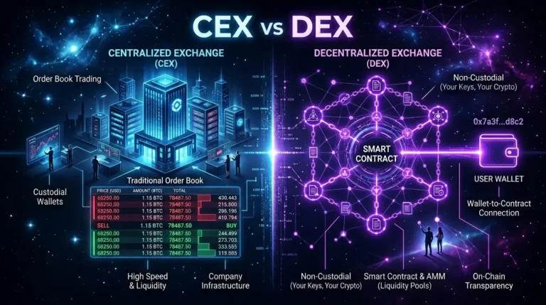 Crypto exchange CEX vs DEX centralized decentralized comparison 2026